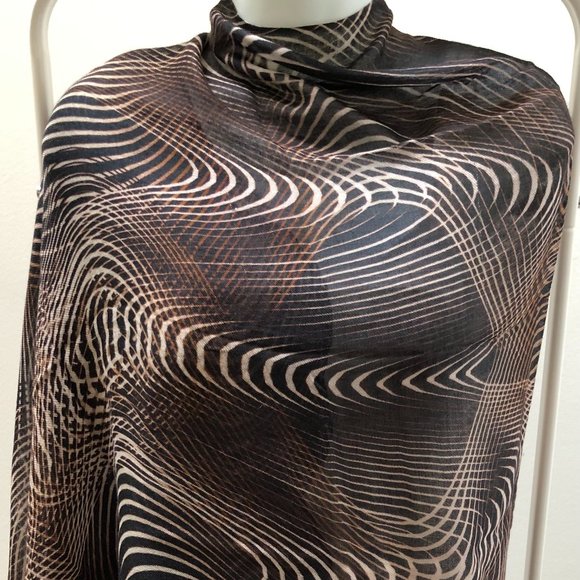 SCARF-55% MODAL, 45% COTTON, BROWN & CREAM - Picture 6 of 6